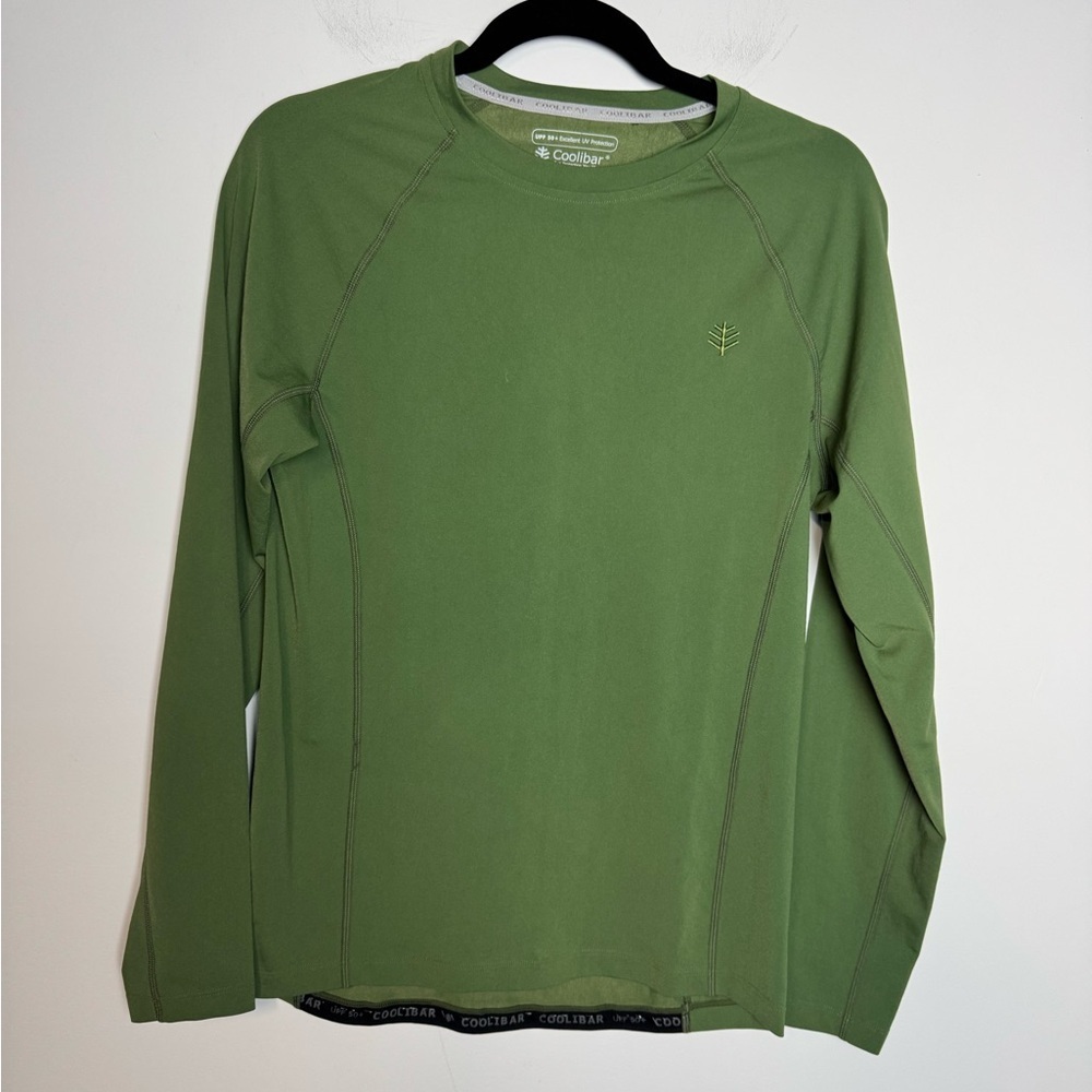 Coolibar Long Sleeve Performance Crew Neck Swim Shirt Rashguard Green Mens S